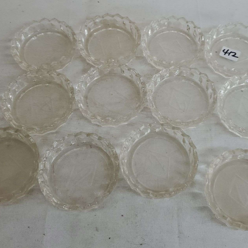 (12) Pressed Glass Sawtooth Edge Ashtrays